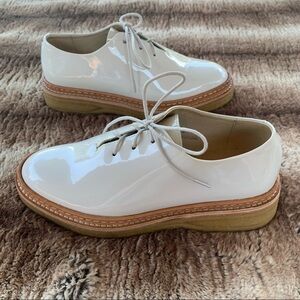Want Les Essentiels Cordova Crepe Patent Leather White Oxfords